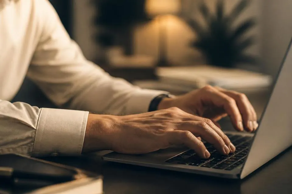 Mão fatigada após uso prolongado de teclado